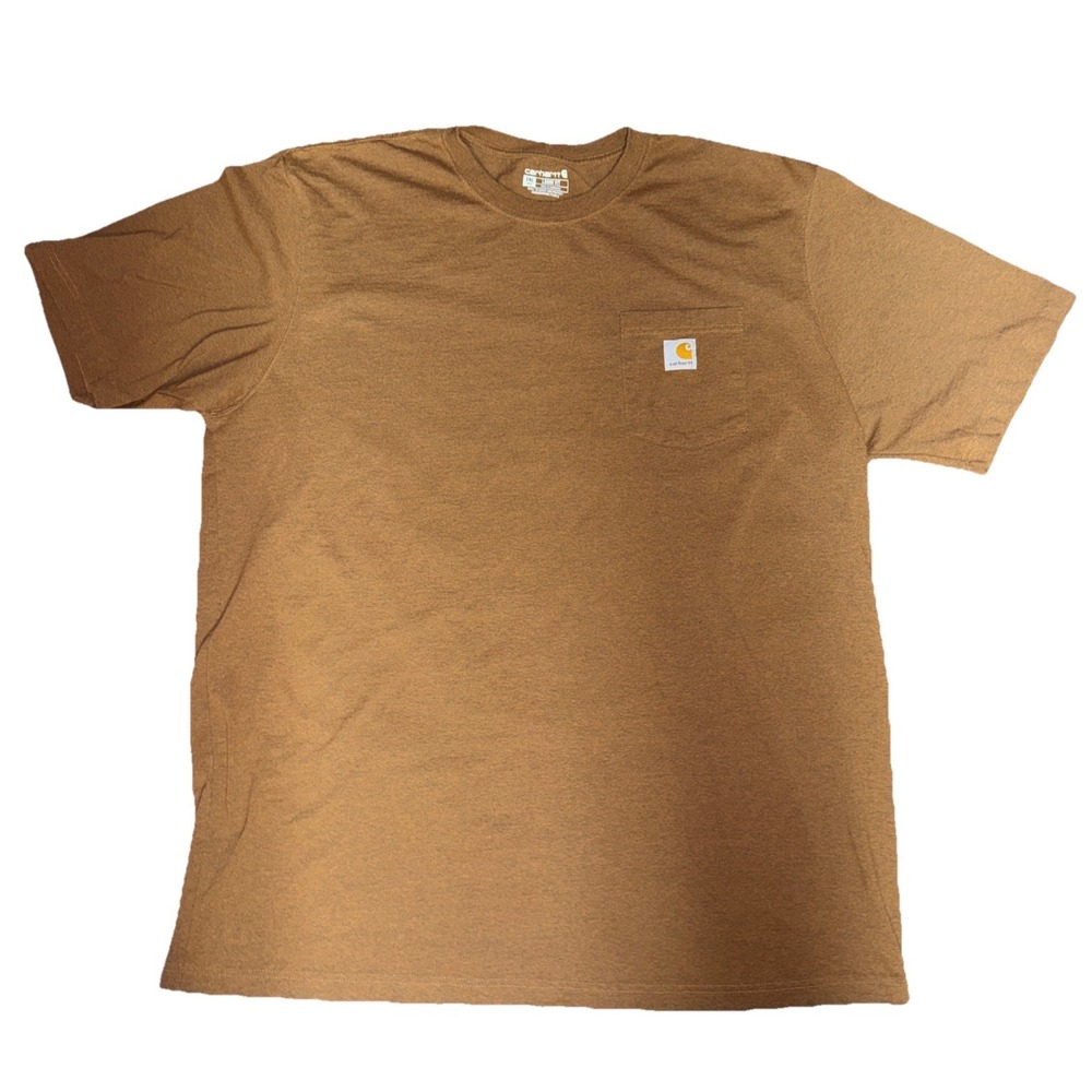 Carhartt Shirt Mens 2XLT Brown Pocket Crewneck Heavyweight Work Loose Fit